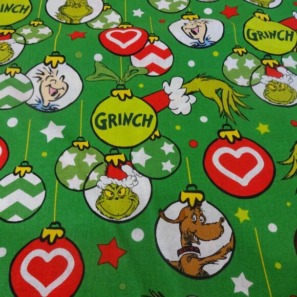 Festive GRINCH ORNAMENTS Handmade Cotton Pillowcase Fits a Standard/Queen - Picture 4 of 4